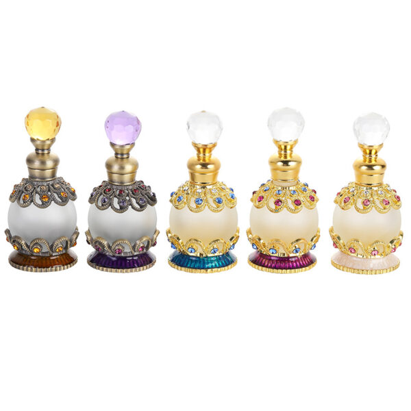 15ml Stone Metal Refillable Perfume Bottle Arabia Dubai Style Essential Oil Fragrance Empty Bottle Glass Rod Dropper Bottle