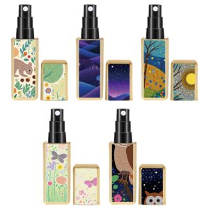 5Pack 5ml Mini Perfume Bottle Refillable Portable Empty Cosmetic Containers for Travel Cartoon Painted Perfume Atomizer Dispenser Decorative